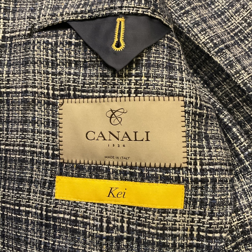 Canali Kei Jacket Blue Tweed Plaid Silk Wool Sport Coat Blazer Suit Jacket Lknew View 4